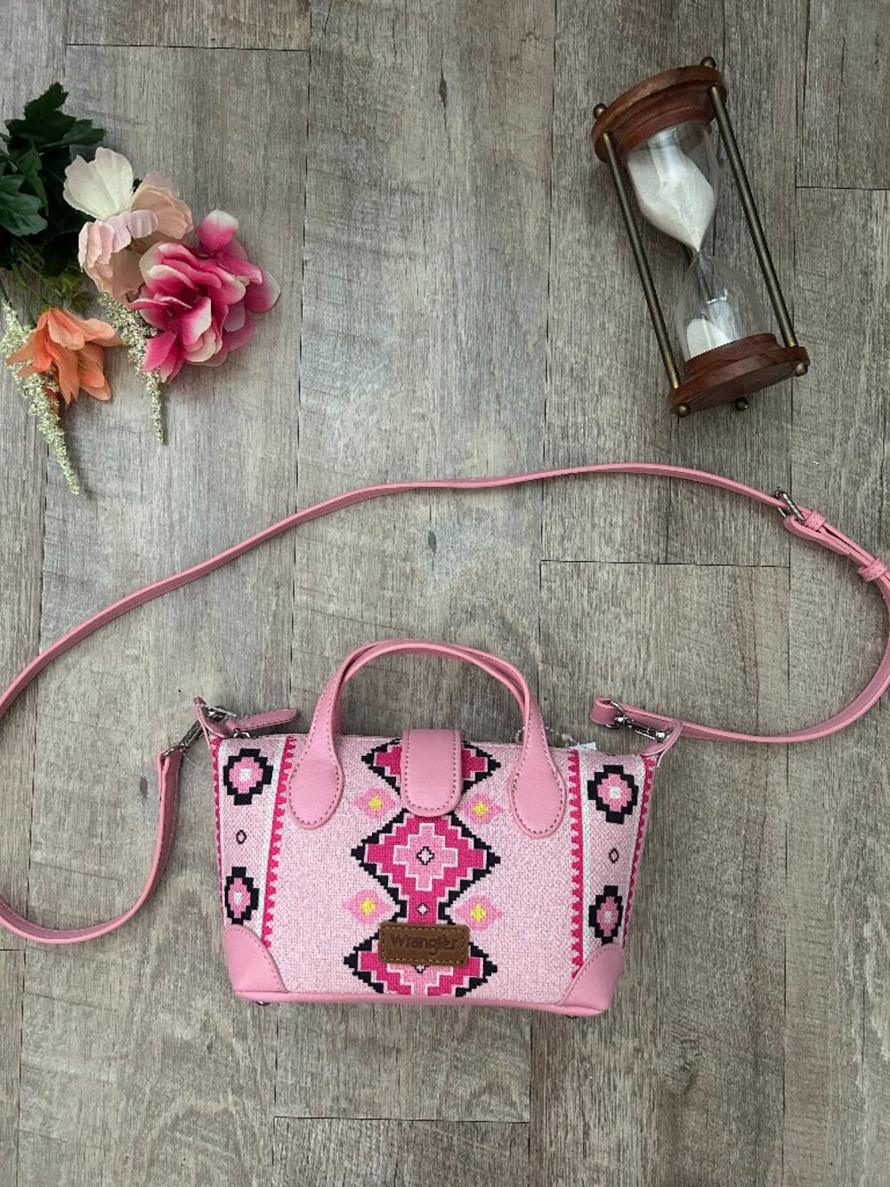 Wrangler Pink Aztec Mini Satchel Crossbody Bag Southwestern Western Style - Picture 1 of 5